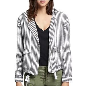Sanctuary Women’s Nova hooded stripe-print linen jacket, pockets, Size XS